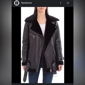 Avec Les Filles Faux-Fur-Trim Moto Jacket